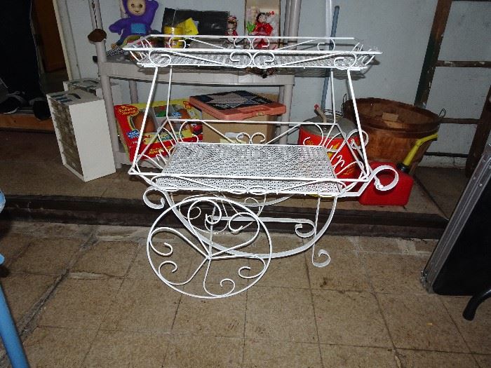 Adorable metal two-tiered flower cart.  Think SPRING!!