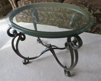 WROUGHT IRON COFFEE TABLE WITH GLASS TOP