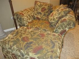 OVERSIZED UPHOLSTERED CHAIR & OTTOMAN