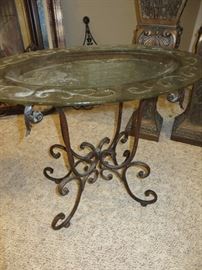 CAST IRON TABLE WITH GLASS TRY TOP
