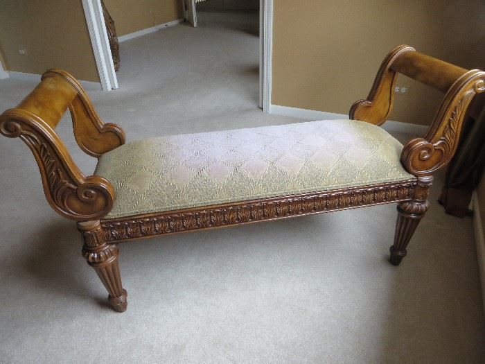 SCROLLED ARM UPHOLSTERED BENCH
