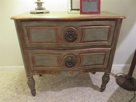 HALL CHEST IN SOFT MUTED GREEN WITH GOLD ACCENTS