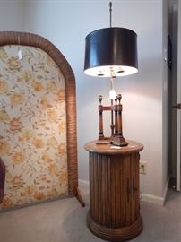 DRESSING SCREEN, DRUM TABLE AND CANDLESTICK LAMP