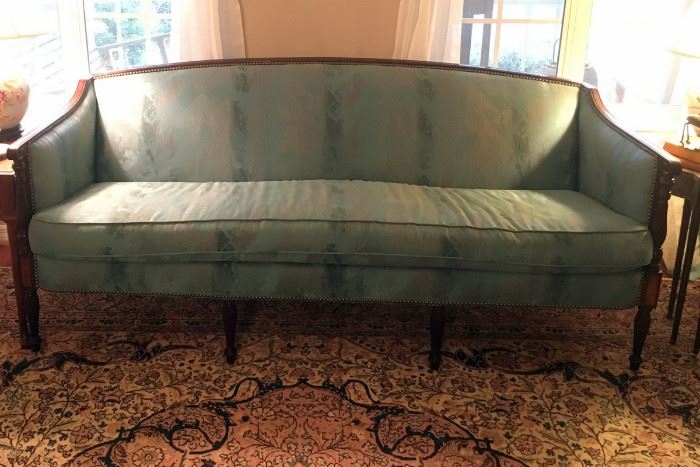 Hickory Chair #1840 Sheraton Sofa w/new Upholstery, Nail Trim