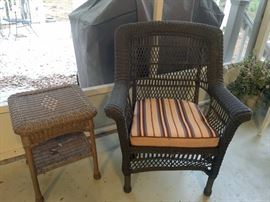Martha Stewart Everyday Garden Handwoven All-weather Resin Wicker Chair w/Cushion & Resin Wicker Side Table (Not Martha Stewart)