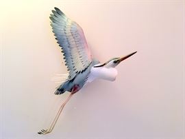 Metal Heron Wall Art, Approximately 29" Tall x 23" Wide