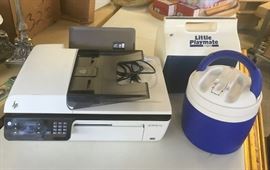 HP 2620 Color Inkjet Printer; Igloo water jug; Igloo Little Playmate drink cooler