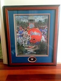 University of Florida 1996 National Championship Framed Limited Edition Joe Beck Print #136/1996 signed by Steve Spurrier and Danny Wuerffel