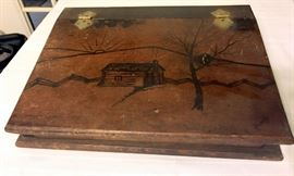 Vintage Wood Laptop Writing Desk with Storage