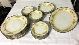Vintage Moy5 by Motiyama Japan - 7 Dinner Plates, Bread & Butter Plates, Saucers; 8 Fruit/Dessert Bowls; 4 Soup Bowls; 1 14" Oval Platter