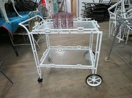 Mid Century Modern Cast Aluminum Tea Cart