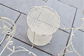 round vintage side table 2-tier