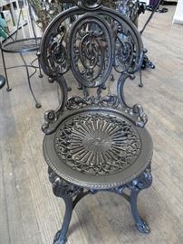 Cast aluminum petite garden accent chair in bronze powder coated finish