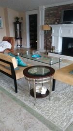 Modern interior, Coffee table with stainless steel legs,