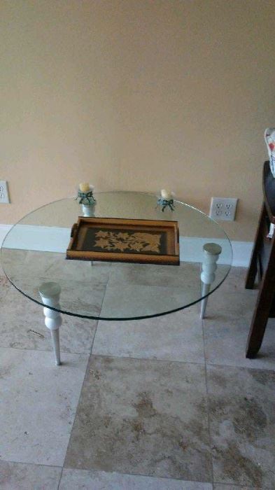 Designer coffee table glass and stainless steel legs