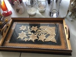 Wood carved tray