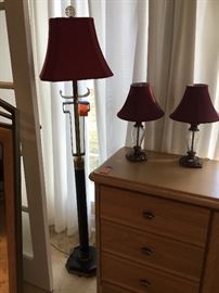 Asian floor lamp & long dresser