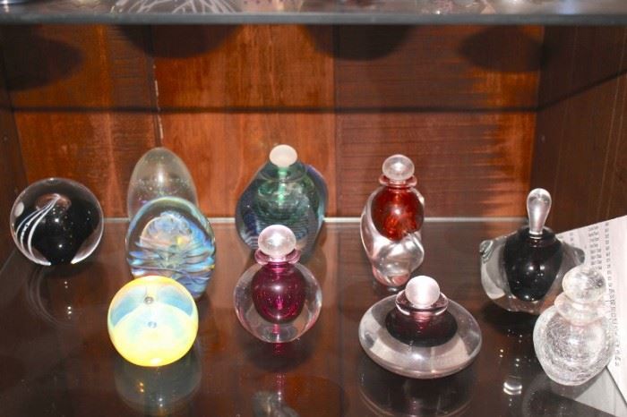 Large Perfume Bottle Collection and Paperweights 