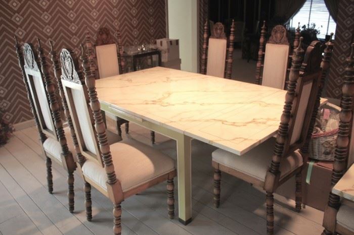 Pair of Matching Dining Tables in Contemporary Style with 6 Chairs each