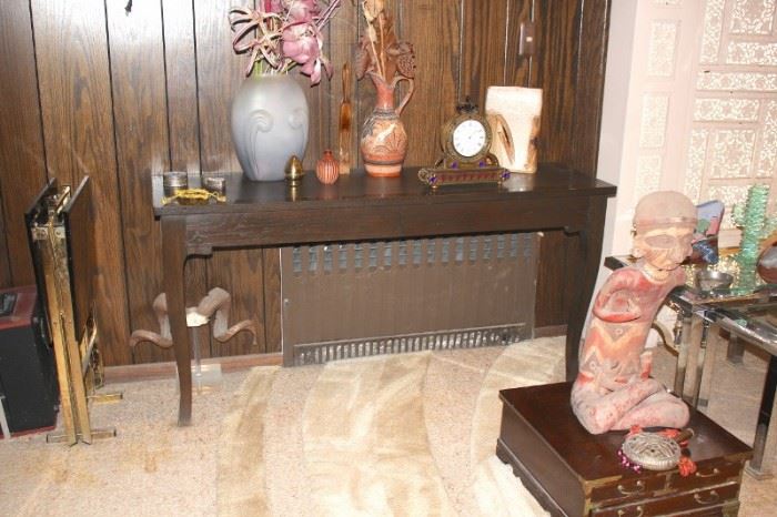 Console Table, Loads of Decorative Vases, Statuary and Bric-A-Brac