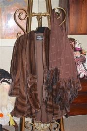 Silk Scarf with The Sable Tails and Fur Coat
