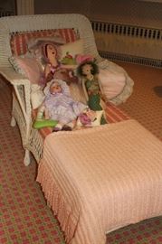 Chaise and Ottoman with Dolls