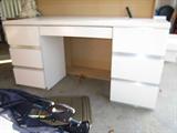 WHITE DESK WITH SILVER TRIM