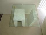 two end tables each measures approximately 24'' W x 24'' D x 22'' H