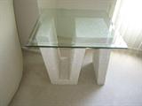 two end tables each measures approximately 24'' W x 24'' D x 22'' H