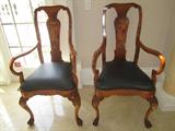 Stunning inlaid wood Italian side chairs with leather upholstery, really elegant!