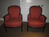 pair of occasional chairs. rust and black color