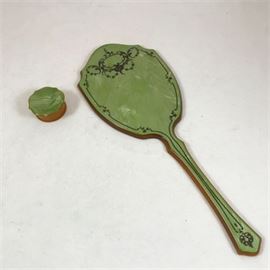 Lot 433
Vintage Green Pearlized Vanity Pieces