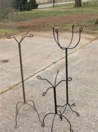 TWISTED IRON PLANT STANDS.