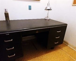 Vintage Steel Security Equipment Company Tanker Industrial Desk.