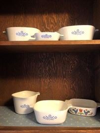 Vintage Corning Ware Blue Cornflower and Bluebird Patterns