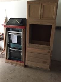 New GE double oven,  unfinished kitchen cabinet
