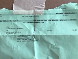 INVOICE FOR PREVIOUS DOOR PANELS