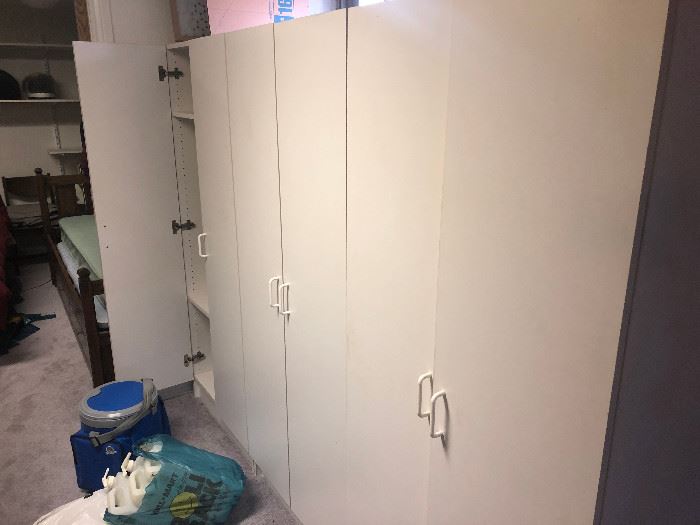 several storage cabinets