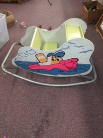 Vintage Kids Spring Rocker Bouncer Steam Tugboat D ...