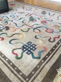 Beyond fabulous!! 12x15 Hand-knotted wool rug from Tibet with beautiful, unique design.  