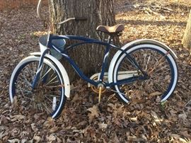Stored outside this traditional bike can be yard art or ridden. 