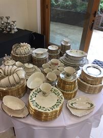 Eight, count them, eight sets of china! Well, there are only five in this photo, but there are more.  