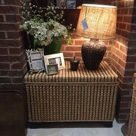 Classic, natural decor.  Beautiful picture frames, lamps, and florals.  