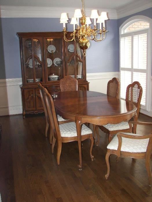 dining table with three leaves and china cabinet with removable top