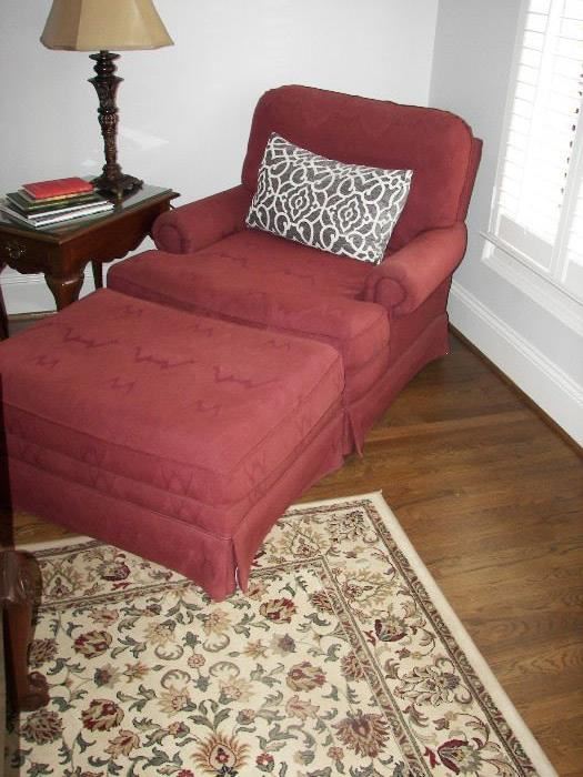 flame stitch chair and ottoman