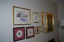 Framed Needlepoint and wall decor