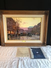 Paris Twilight by Robert Girrard. 27/550 S/N Canvas, 18”x27”.