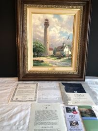 Cape May Light by Thomas Kinkaid. 155/2003 S/n Canvas, 20”x16”.