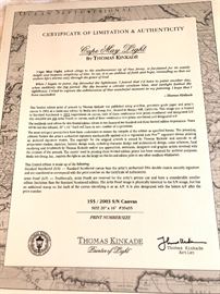 Cape May Light by Thomas Kinkaid. 155/2003 S/n Canvas, 20”x16”.