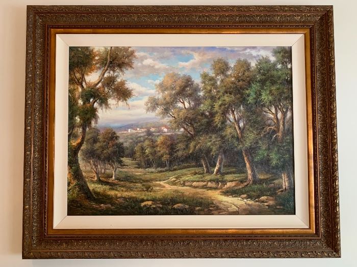 Very large beautifully framed original painting, unsigned.  63”W x 51”T
